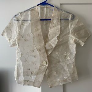 Vintage Sheer silk blouse with embroidering